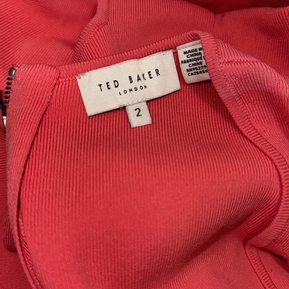 NWOT Ted Baker London Hayliy Puff Sleeve Knit Skater Dress Orange Sz TB 2 US 6 - Picture 4 of 6